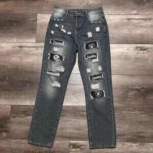 Raiders Patch Distressed Stretch Jeans | Women’s Small Mid-Rise